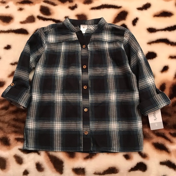 🍎NWT Girl’s Cute Carter’s Embellished Shirt, Size 5 - Picture 1 of 3